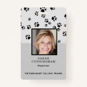 Veterinaire Clinic Cute Paw Print Photo ID Badge (Achterkant)