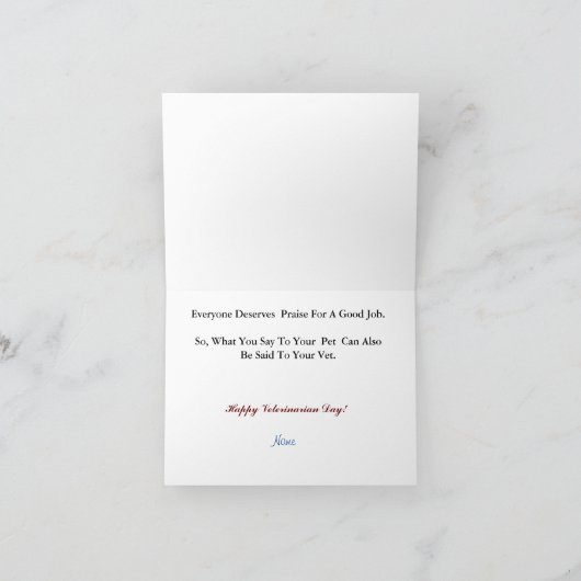 Veterinaire dag Waardering of Bedankt Kaart (Binnen)