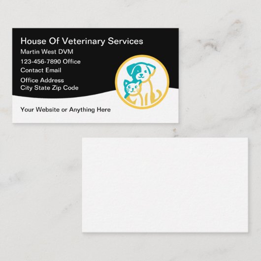 Veterinaire diensten Moderne eenvoudige Visitekaar Visitekaartje (Voorkant / Achterkant)