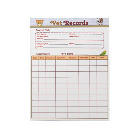 Veterinaire dossiers notitieblok (Linkerzijde)