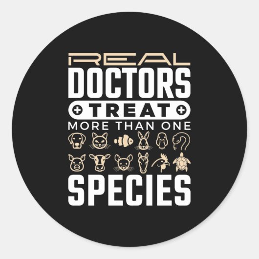 Veterinaire echte artsen behandelen meer dan één s ronde sticker (Voorkant)