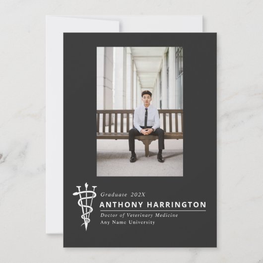 Veterinaire foto symbool zwart wit aankondiging (Voorkant)