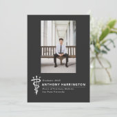 Veterinaire foto symbool zwart wit aankondiging (Staand voorkant)