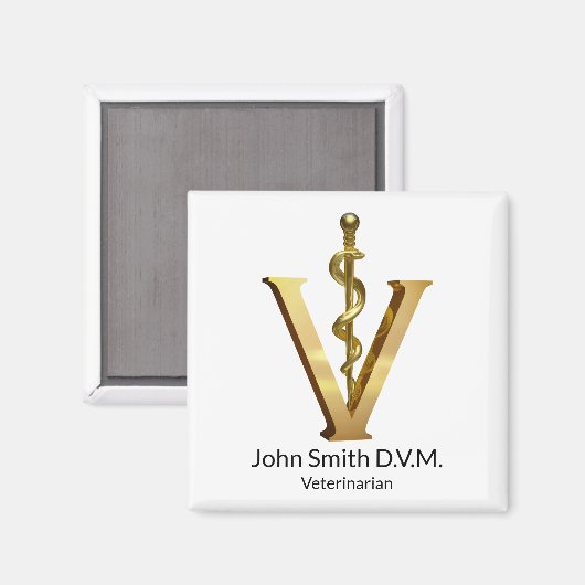 Veterinaire Geneeskunde Gold V Elegant Asclepius V Magneet (Voorkant / Achterkant)