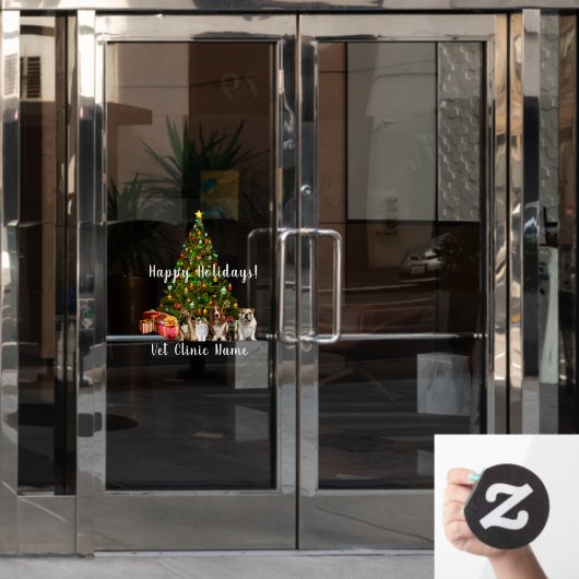  Veterinaire kerstboom en katten en honden Raamsticker (Kantoordeur)