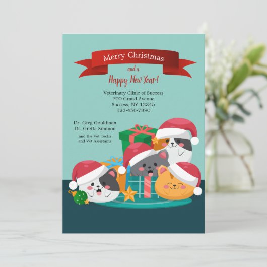 Veterinaire kerstkaarten kaart (Staand voorkant)