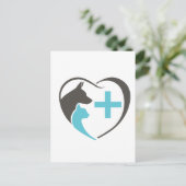 Veterinaire Kliniek Dual-Profile Hond Kat Uitnodig Briefkaart (Staand voorkant)