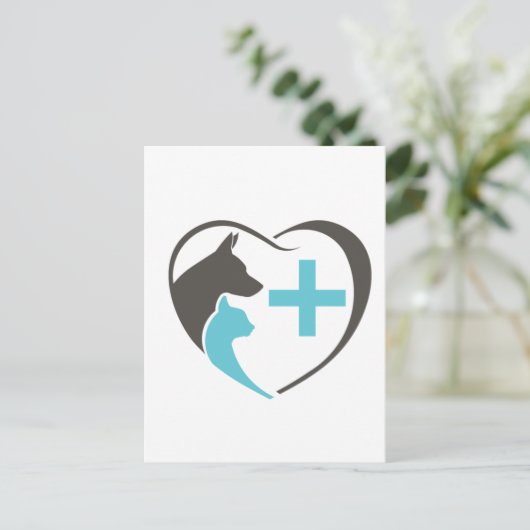 Veterinaire Kliniek Dual-Profile Hond Kat Uitnodig Briefkaart (Staand voorkant)