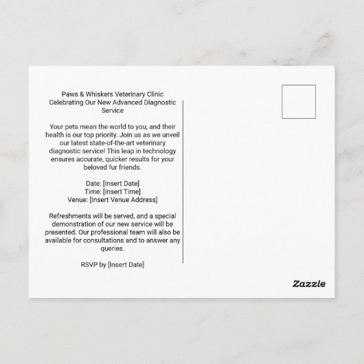 Veterinaire Kliniek Dual-Profile Hond Kat Uitnodig Briefkaart (Achterkant)