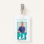 Veterinaire kliniek Foto Modern Blauw Badge (Voorkant met clip)