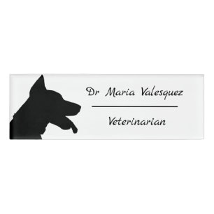 Veterinaire naam Markering Dog Silhouette Naambadge