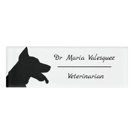 Veterinaire naam Markering Dog Silhouette Naambadge (Voorkant)