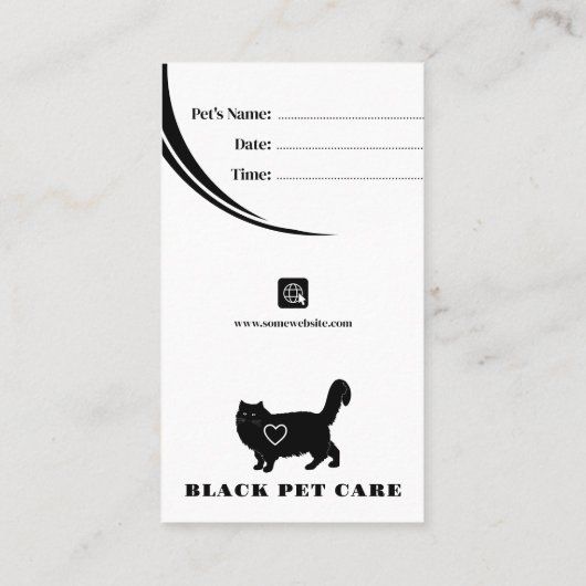 Veterinaire Pet Care | Info Afsprakenkaartje (Achterkant)