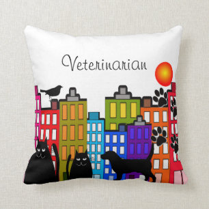 Veterinaire Pillow Whimsical Animal Art Kussen