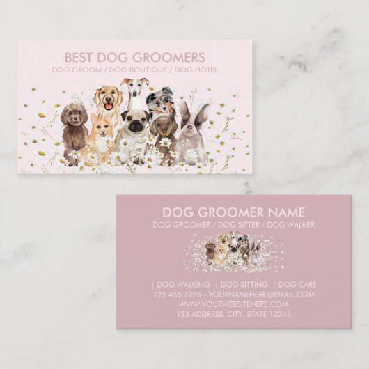 veterinaire poten van roze Daisy PetSitter Visitekaartje (Voorkant / Achterkant)