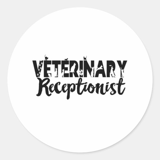 Veterinaire receptionist ronde sticker (Voorkant)