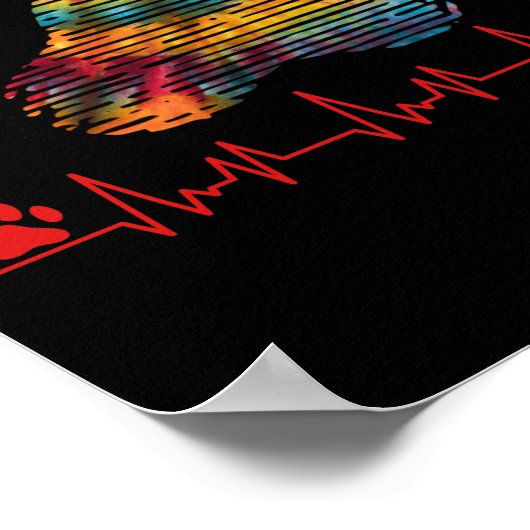 Veterinaire regenboogpaw — Afdrukhartslag Vet Tech Poster (Hoek)