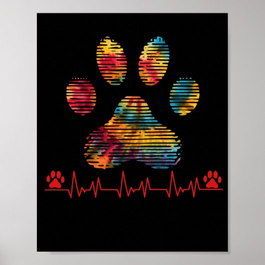 Veterinaire regenboogpaw — Afdrukhartslag Vet Tech Poster (Voorkant)