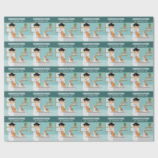 Veterinaire School Afstuderen Vet Felicitaties DVM Cadeaupapier (Vlak)