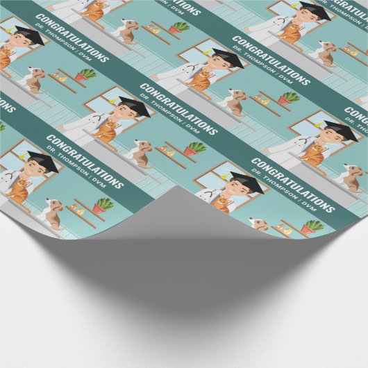 Veterinaire School Afstuderen Vet Felicitaties DVM Cadeaupapier (Hoek)