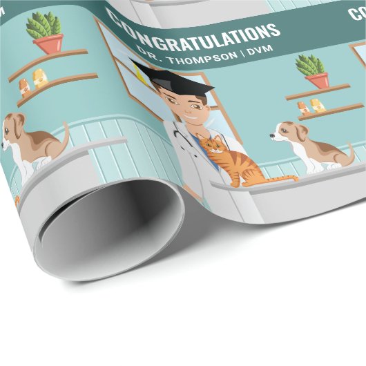 Veterinaire School Afstuderen Vet Felicitaties DVM Cadeaupapier (Rol Hoek)