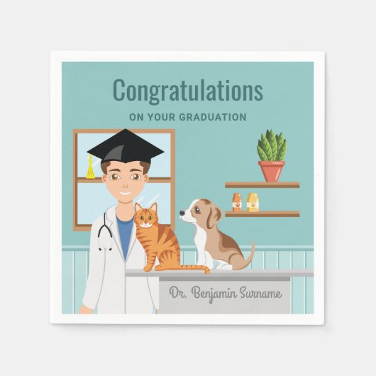 Veterinaire School Afstuderen Vet Felicitaties DVM Servet (Voorkant)