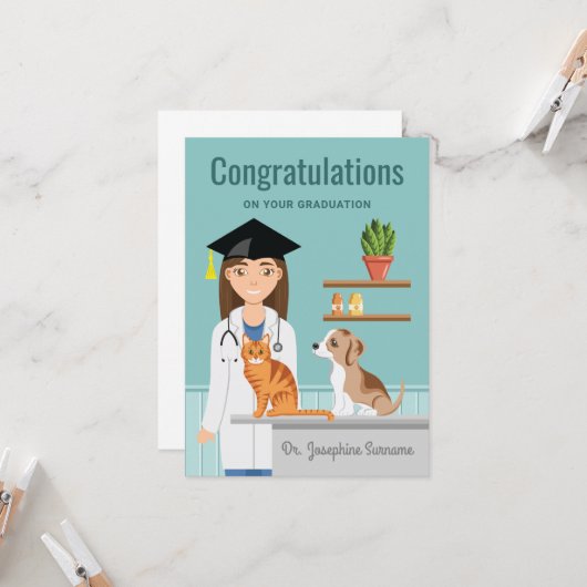 Veterinaire School Gefeliciteerd met het Afstudere Kaart (Voorkant / Achterkant in situ)