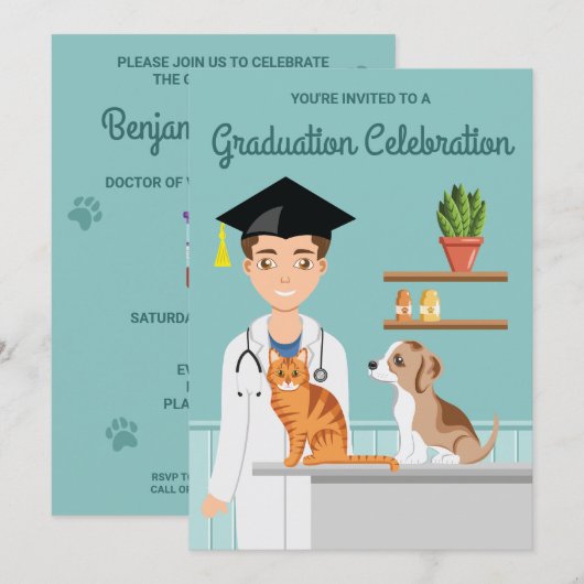 Veterinaire School Vet Student DVM Afstuderen Kaart (Voorkant / Achterkant)