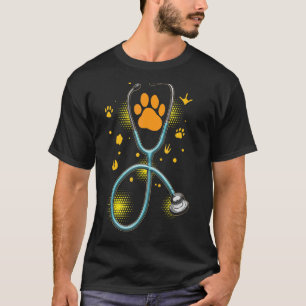 Veterinaire Stethoscoop Paw Print Animal Doctor P T-shirt