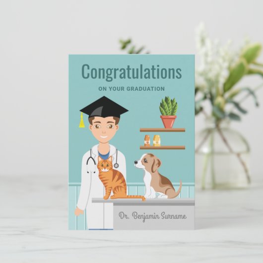 Veterinaire student DVM Afstuderen gefeliciteerd Kaart (Staand voorkant)