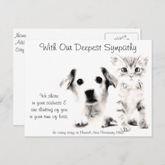 Veterinaire sympathieke kaart Pup en Kitten (Voorkant / Achterkant)