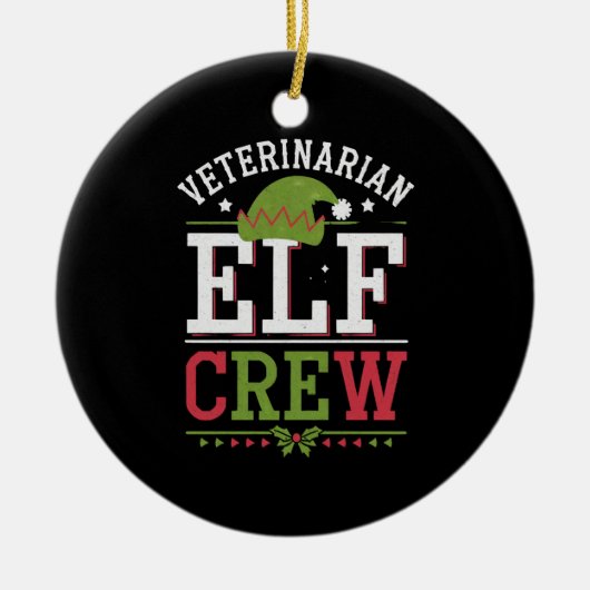 Veterinaire technicus van Christmas Elf Keramisch Ornament (Voorkant)