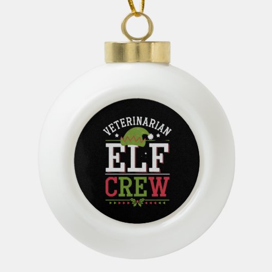 Veterinaire technicus van Christmas Elf Keramische Bal Ornament (Voorkant)