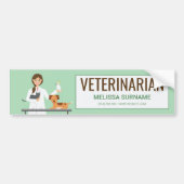 Veterinaire Vrouw en Dieren en aangepaste tekst Bumpersticker (Voorkant)
