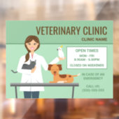 Veterinaire Vrouw en Dieren - Klinische Open Times Raamsticker (Vel 2)
