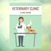 Veterinaire vrouw en dieren op groen raamsticker (Vel 3)