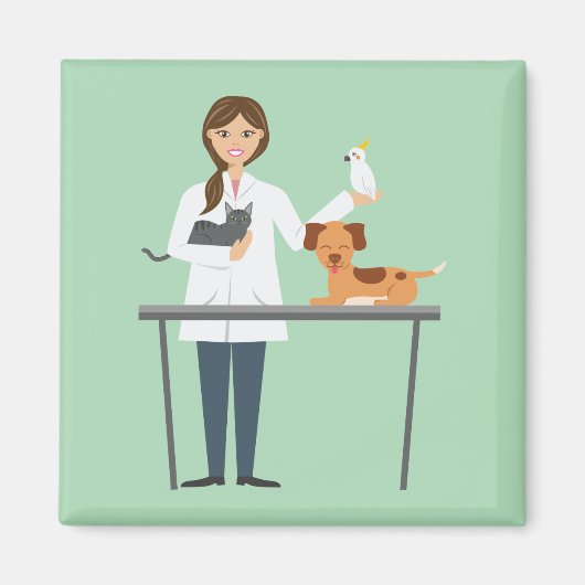 Veterinaire vrouw met animatielijn magneet (Voorkant)