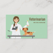 Veterinaire vrouw met animatielijn visitekaartje (Voorkant)