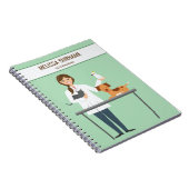 Veterinaire vrouw met dieren en aangepaste tekst notitieboek (Rechterzijde)