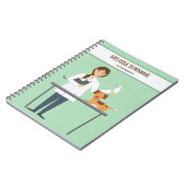 Veterinaire vrouw met dieren en aangepaste tekst notitieboek (Linkerzijde)