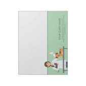 Veterinaire vrouw met dieren en bedrijfsinformatie notitieblok (Linkerzijde)