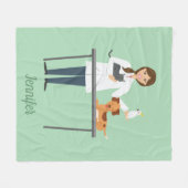 Veterinaire Vrouw met Dieren en Douanenaam Fleece Deken (Voorkant (Horizontaal))