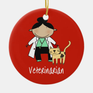 Veterinaire Vrouw met gepersonaliseerde kat Keramisch Ornament