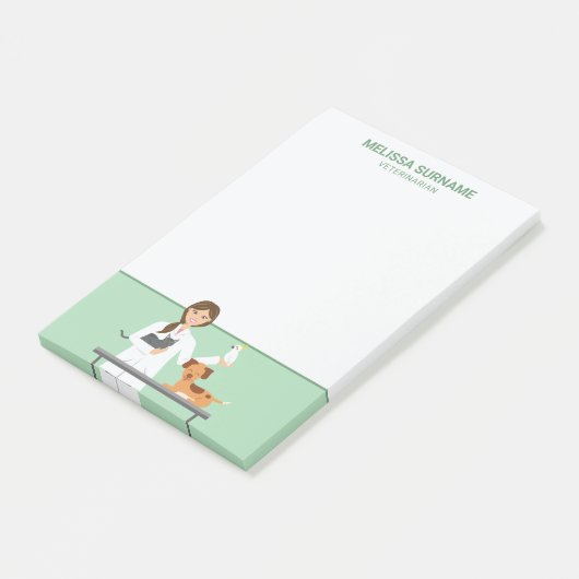 Veterinaire vrouw met kalveren en Jouw tekst Post-it® Notes (Schuin)