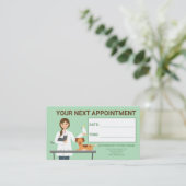 Veterinaire Vrouw - Vet Clinic Next Appointation Visitekaartje (Staand voorkant)