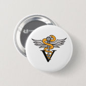 VETERINARIAANSE CADUCEUS RONDE BUTTON 5,7 CM (Voorkant /achterkant)