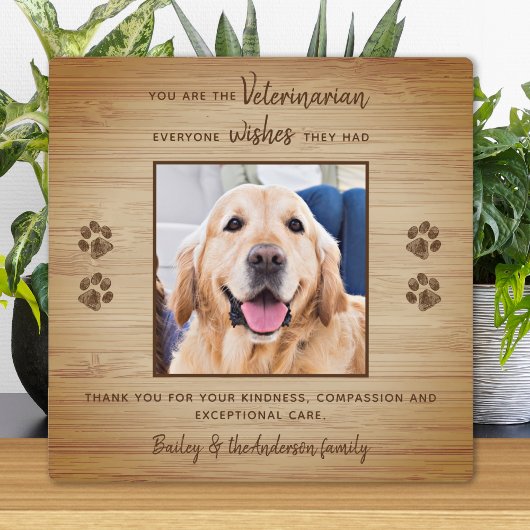 Veterinarian Appreciation Pet Foto bedankt Fotoplaat
