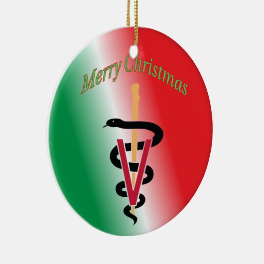 Veterinarian Caduceus kerstversier Keramisch Ornament (Rechts)