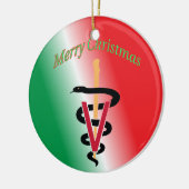 Veterinarian Caduceus kerstversier Keramisch Ornament (Links)