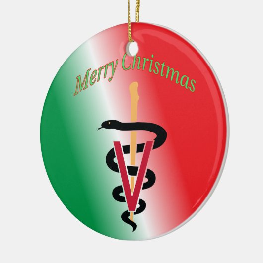 Veterinarian Caduceus kerstversier Keramisch Ornament (Links)